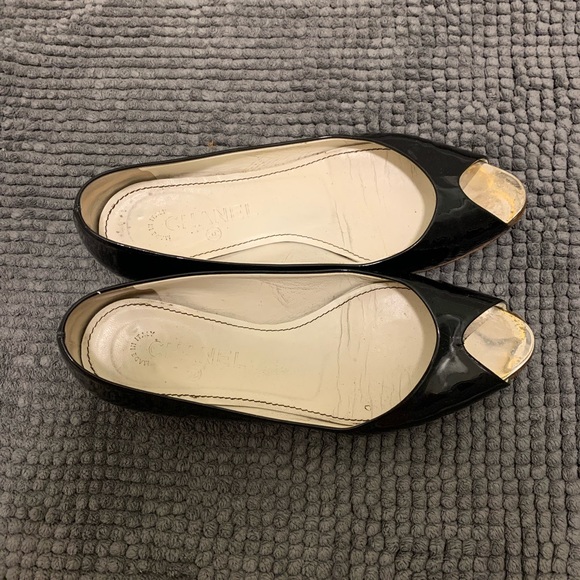 Chanel Patent Leather Peep Toe Ballet Flat - Picture 7 of 7